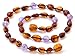 Baltic Amber Teething Necklace Made with Amethyst Beads - Size 12.6 inches (32 cm) - Polished Cognac Amber Beads - BoutiqueAmber (12.6 inches, Cognac Bean/Amethyst)