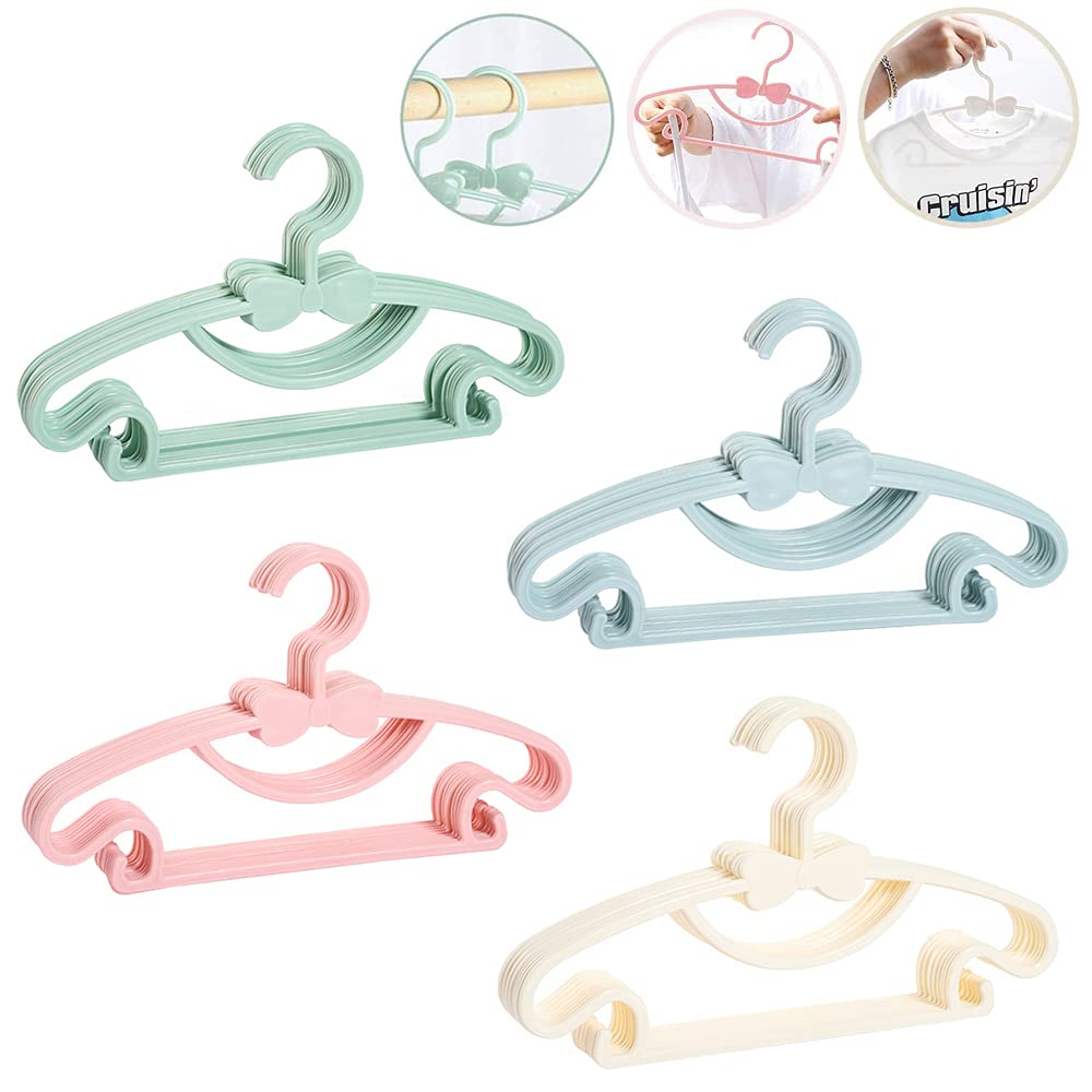 20 Pieces Nonslip Children Coat Hangers, Baby Clothes Hanger, Plastic Nursery Hangers, Kids Coat Hangers, Infant and Toddler Hangers, 4 Colors, for Hanging and Drying Children's Clothes