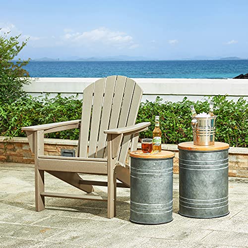 glitzhome Rustic Storage Ottoman Seat Stool, Farmhouse Nesting End