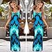 FOCUSNORM Women’s Sexy Boho Maxi Dress for Evening Party Summer Straps Sundress (Blue, S)