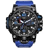 Bounabay Men's Military Digital Sport Watch Water Resistant Outdoor LED Back Light Display,Blue