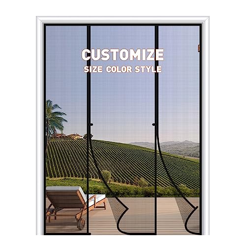 MAGZO Custom Fly Screens for Doors Width Within 70 x 200cm, Customized Magnetic Door Curtain for Keeping Out Flies for Patio Doors, Magnets Door Net to Keep Bugs Out, Grey