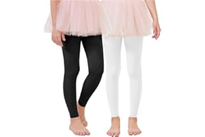 Zando 2 Pairs Girls Footless Ballet Tights Kids Ultra Soft Dance Sockings Toddler Stretch Gymnastics Leggings Pantyhose