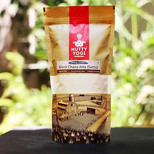 Nutty Yogi Black Chana (Sattu) Flour, Vegan, Diabetic Friendly, High in Fibre, Low Glycemic - 500 Grams