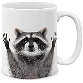 MUGBREW Raccoon Hands Out Ceramic Coffee Mug Tea Cup, 11 OZ