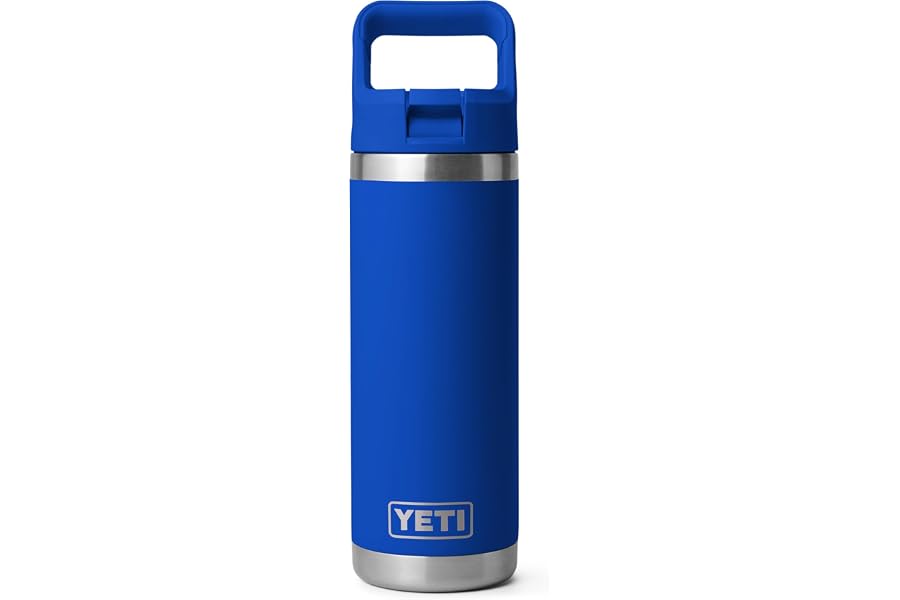 YETI Rambler 18 oz Bottle, Vacuum Insulated, Stainless Steel with Color Matching Straw Cap, Royal Blue