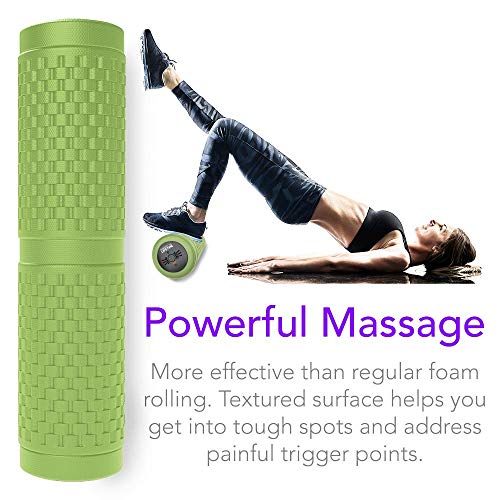 American Lifetime Vibrating Foam Roller - 17 Inch 4-Speed Rechargeable Electric High-Intensity Vibration, Deep Tissue Massager for Recovery, Pliability Training, Physical Therapy (Green)