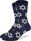 Good Luck Sock Men's Star of David Crew Socks - Blue, Shoe Size 7-12