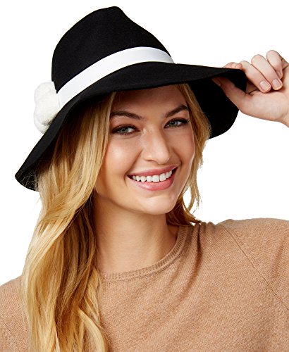 August Hats It Girl 3 Pom Large Fedora, Black, One Size