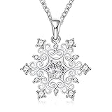 Snowflake Necklace Pendant with Swarovski Elements Crystal Necklace for Ladies Mom Women Teen Girls