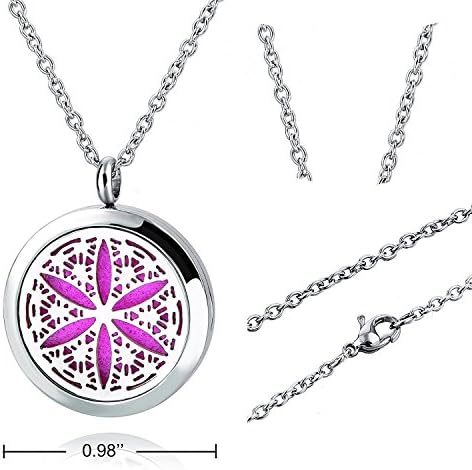 Snowflake Pendant -Aromatherapy Essential Oil Diffuser Necklace -Hypoallergenic 316L Surgical Stainless Steel, 8 Color Pads, 24"Chains and Gift Box-Best Gift For Friends, Birthdays, Holidays