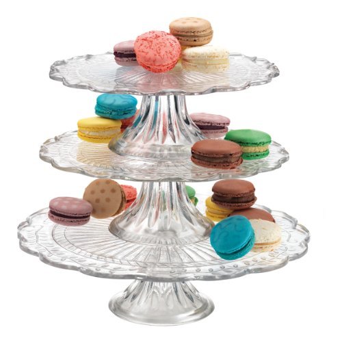 UPC 786460054400, Home Essentials Olympia 3 Tier Glass Cake Plate Stand Server,, Clear