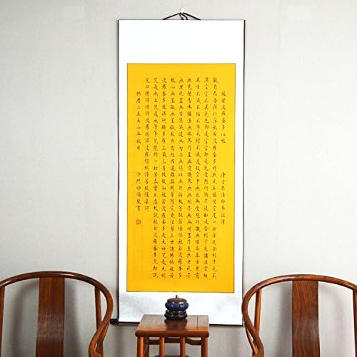 Chinese Painting Scroll by Wall Decoration Art Calligraphy Buddhist Heart Sutra C-A001-013