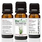Biofinest Palmarosa Essential Oil - 100% Pure Organic Therapeutic Grade - Best for Aromatherapy, Skin Care, Ease Stress Anxiety Digestion Cold Flu Sore Throat Wounds Scars - Free E-Book (10ml)