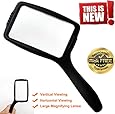 Jumbo Size Magnifying Glass Wide Horizontal Lens(3x Magnification)- Shockproof & Scratch Resistant Design W/Large Viewing Area Ideal for Reading Small Prints & Low Vision