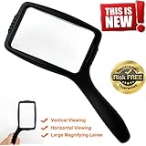 Jumbo Size Magnifying Glass Wide Horizontal Lens(3x Magnification)- Shockproof & Scratch Resistant Design W/Large Viewing Area Ideal for Reading Small Prints & Low Vision