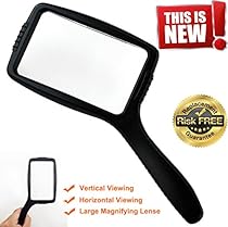 MagniPros Jumbo Size Magnifying Glass Wide Horizontal Lens(3x Magnification)- Shockproof & Scratch Resistant Design W/Large Viewing Area Ideal for Reading Small Prints & Low Vision