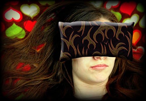 Handmade Eye Pillow by Candi Andi - Yoga/Therapy - Microwavable Hot/Cold - Flax Seed Filled - Colorful Satin Brocade and Crushed Velvet - Unscented or Lavender Scented - Tribal Flame - TEP-TF
