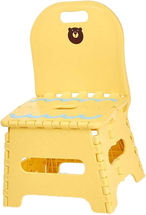 Amazon Co Jp プラスチック 折りたたみ 椅子 スツール チェア 背もたれ付き 子供用 2サイズ イエロー S ホーム キッチン