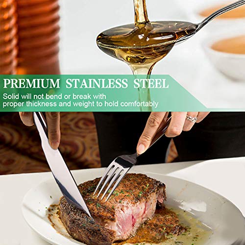 LPOLER Travel Utensils Silverware Set Flatware Portable Cutlery Set Service for 1 with 8 Pieces Stainless Steel Dinner Knives Spoons Forks Set Straws Cleaning Brush, Mirror Polished, Dishwasher Safe - Thumbnail 3