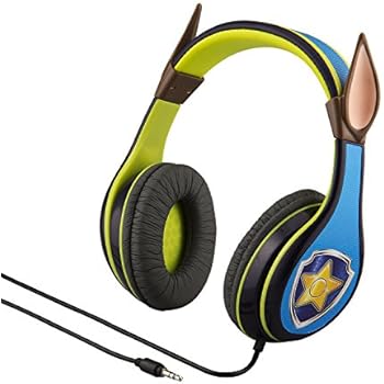 Paw Patrol Chase Kids Headphones, Adjustable Headband, Stereo Sound, 3.5Mm Jack, Wired Headphones for Kids, Tangle Free, Volume Control, Foldable Over Ear for School Home Travel