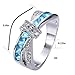 Rongxing Jewelry Cross Blue Aquamarine Diamond Women's White Gold Cocktail Ring Size 10