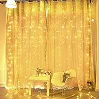 BHCLIGHT 300 LED Christmas Lights, Upgraded Brightness 8 Modes Fairy Lights for Bedroom Wedding Party Garden Outdoor Indoor Wall Decorations, Plug in Window Curtain String Lights (Warm White