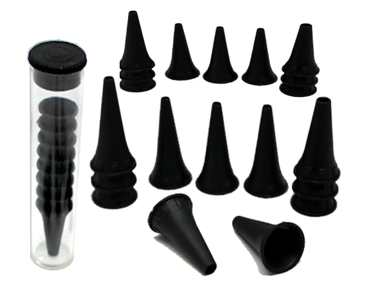 BeautyTrack Otoscope Disposable Specula – Ear Pieces for Ear Examination & Inspection, Diagnostic Otoscope Accessories, Pack of 100 (2.5mm x50 + 4mm x50) – Black