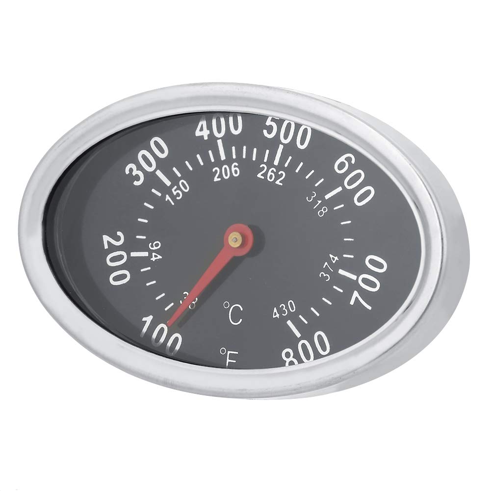 BBQ Smoker Thermometer Dial Barbecue Temperature Gauge(38°C ~ 430°C), Stainless Steel Charcoal Gas Grill Heat Indicator for Meat Cooking, Celsius and Fahrenheit Display