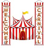 Carnival Circus Banner Decorations - Birthday Party Supplies Door Porch Sign Welcome Home Décor