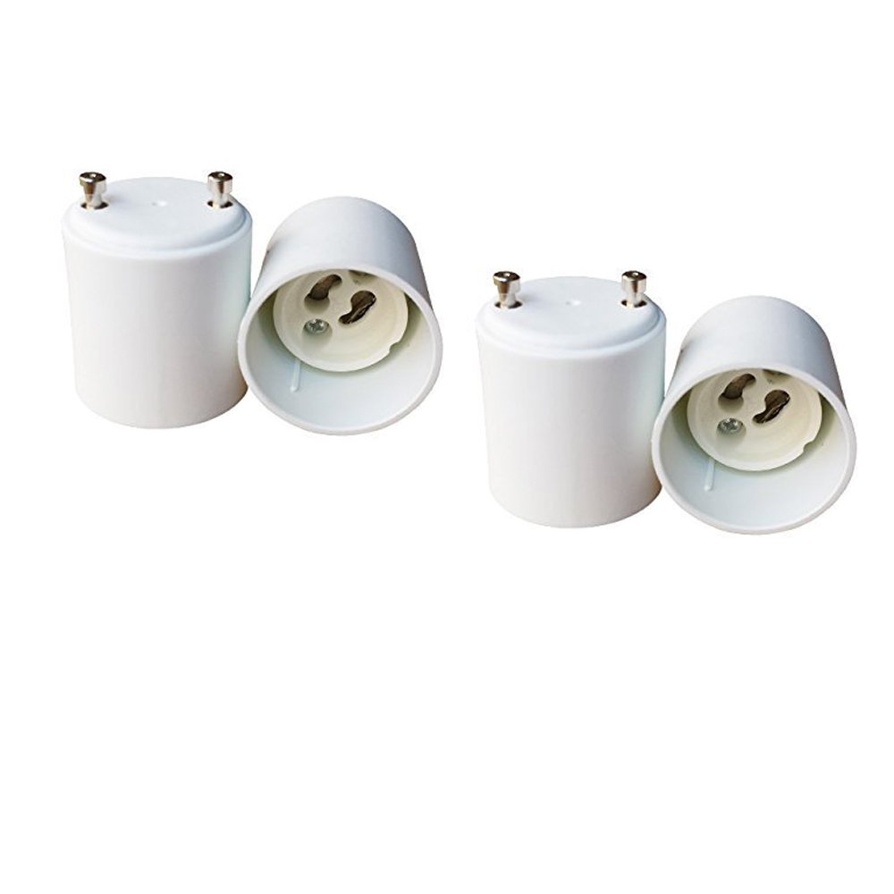E-Simpo LAMP, 4pcs Gu24 to Gu10 Light Socket Adapter, White, Incandescent, Copper Plated