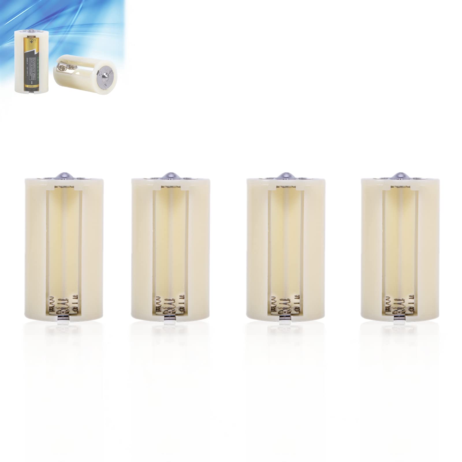 4pcs Universal 3 AA to D Size Cell Parallel Battery Conversion Adapter Holder Switcher Converter Cases Box White