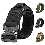 ATLES Tactical Belt, Military Style Quick Release Nylon Web Waist Belt Heavy Duty Riggers Belt with V-ring (Black)