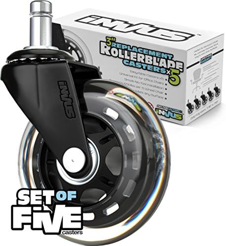 iNVUS FasterCasters - Rollerblade Style Office Chair Wheels - Built Tough To Last A Lifetime - Ideal for Hardwood Floors - Perfect Upgrade - Set of 5