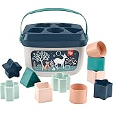 Fisher-Price Stacking Toy Baby’s First Blocks Set of 10 Shapes for Sorting Play for Infants Ages 6+ Months, Navy Fawn