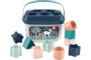 Fisher-Price Stacking Toy Baby’s First Blocks Set of 10 Shapes for Sorting Play for Infants Ages 6+ Months, Navy Fawn (Amazon Exclusive)