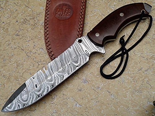 Knife King "Muaaji Damascus Hunting Bowie Knife. Micarta Handle.Razor Sharp. Solid Quality Hunter.Comes with a Sheath.