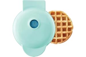 LIBOYIXI Mini Maker for Individual Waffles, Hash Browns, Keto Chaffles with Easy to Clean, Non-Stick Surfaces, 4 Inch, Waffles in Minutes (Aqua)