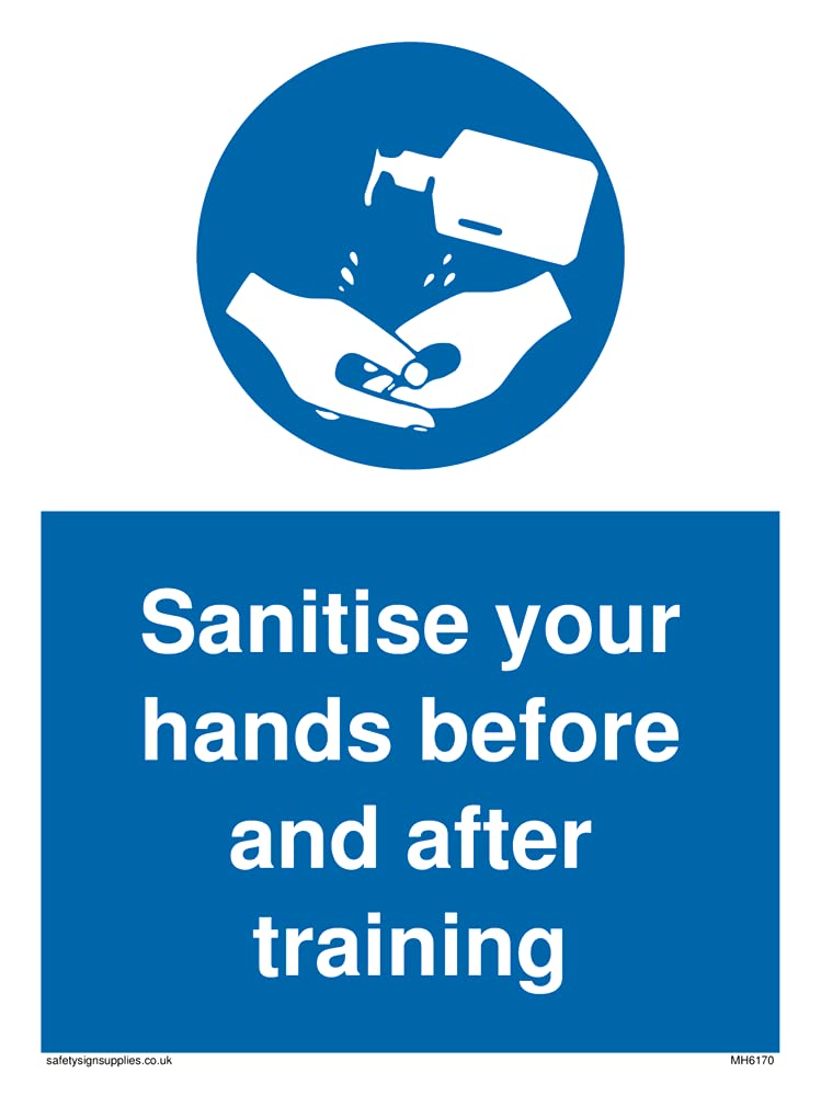 Pack of five - Sanitise your hands before and after training Sign - 150x200mm - A5P