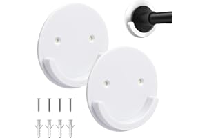 2 Pack Shower Curtain Rod Holder Universal Acrylic 3M Adhesive Wall Mount Bracket No Drilling Or Onto The Wall Install With S