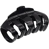 Parcelona French Tubular Black 3" Celluloid Covered Spring No Slip Grip French Jaw Hair Claw Clip for Women Durable Styling Paris Hair Accessories Strong Hold Girls Hair Claw Clips, Made in France