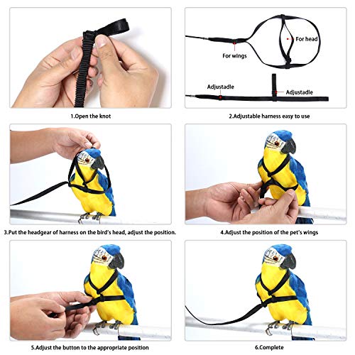 5 Adjustable+Parrot+Bird+Harness+Leash