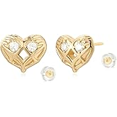 MYEARS Women Heart Earrings Gold Stud 14K Gold Filled Small Simple Hypoallergenic Everyday Valentine's Day Gift Jewelry