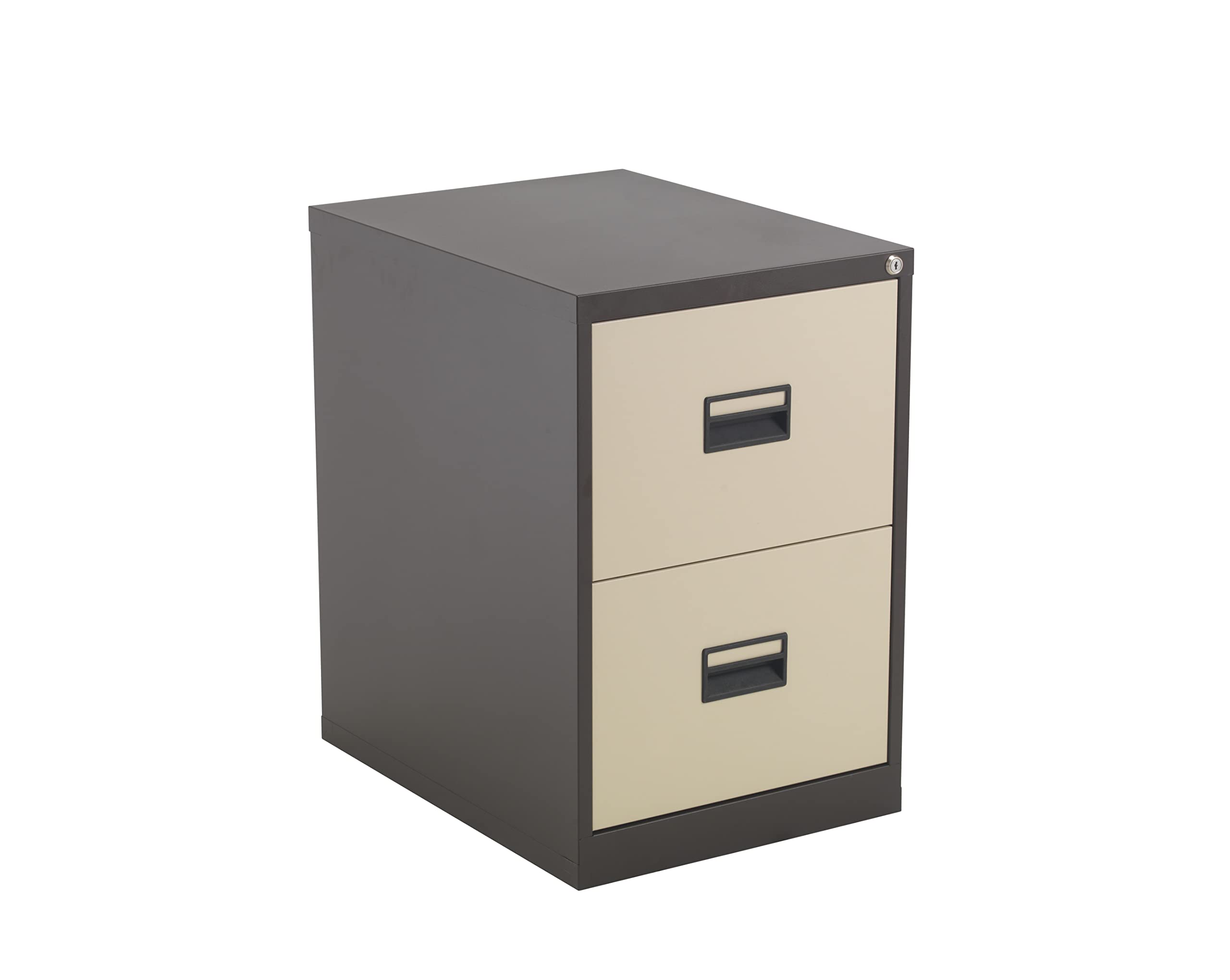 Office Hippo Heavy Duty Steel Filing Cabinet, 2 Drawer Filing Cabinet, Fully Welded Construction with 40kg Drawer Tolerance, Lockable Office Storage, 7 Year Guarantee, Coffee Cream