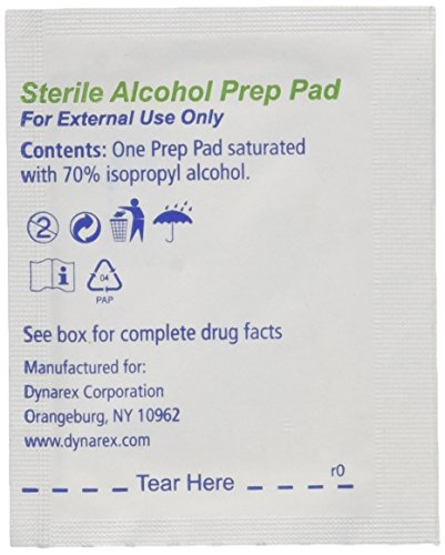 Dynarex Alcohol Sterile Prep Pads, Large, 100 Count