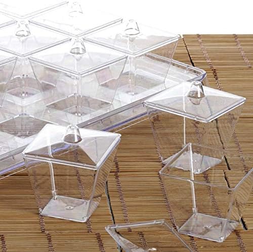 20 /pk Clear 3 oz Plastic Disposable Dessert Cup w/Lid and Serving Tray