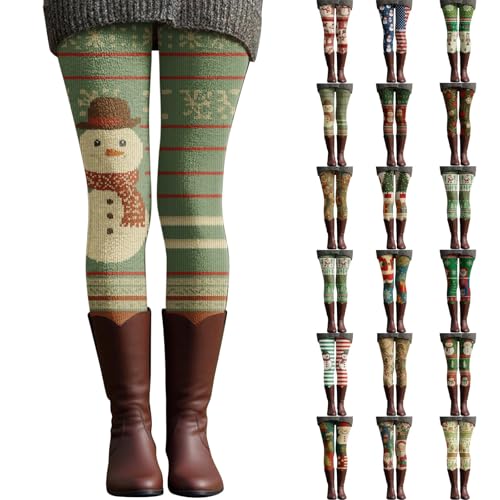 Christmas Leggings for Women UK, Thermal Yoga Pants, Gym Warm Costumes for Curvy Ladies, Winter Tummy Control Pants, Compression Leggings Christmas Outfits