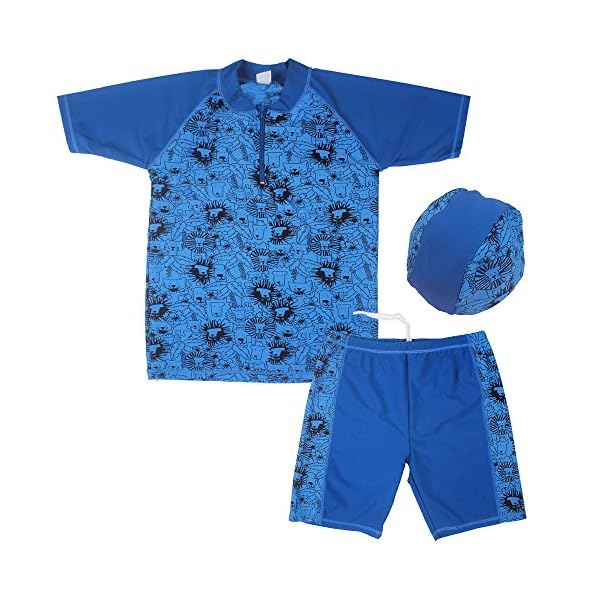 TFJH-Kids-Boys-UPF-50-UV-Sun-Protective-Short-Sleeve-Cap-Swimsuit-3-Pieces TFJH-Kids-Boys-UPF-50-UV-Sun-Protective-Short-Sleeve-Cap-Swimsuit-3-Pieces