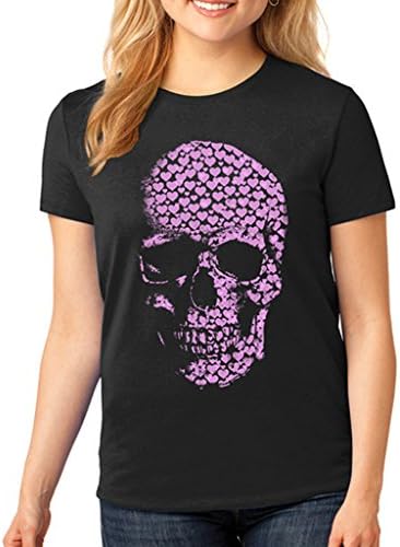 SignatureTshirts Women's Cute Graphic Heart Skull T-Shirt