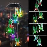 MorTime LED Solar Hummingbird Wind Chime, 25
